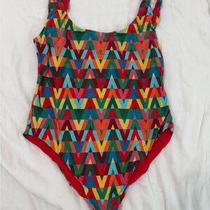 Valentino Garavani Multicolor Geometric One Piece Swimsuit